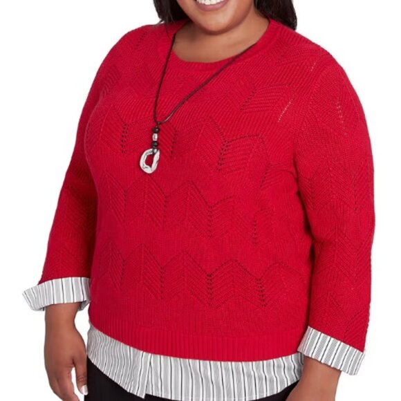 Alfred Dunner Sweater & Necklace Set 1X (303) - Picture 3 of 12